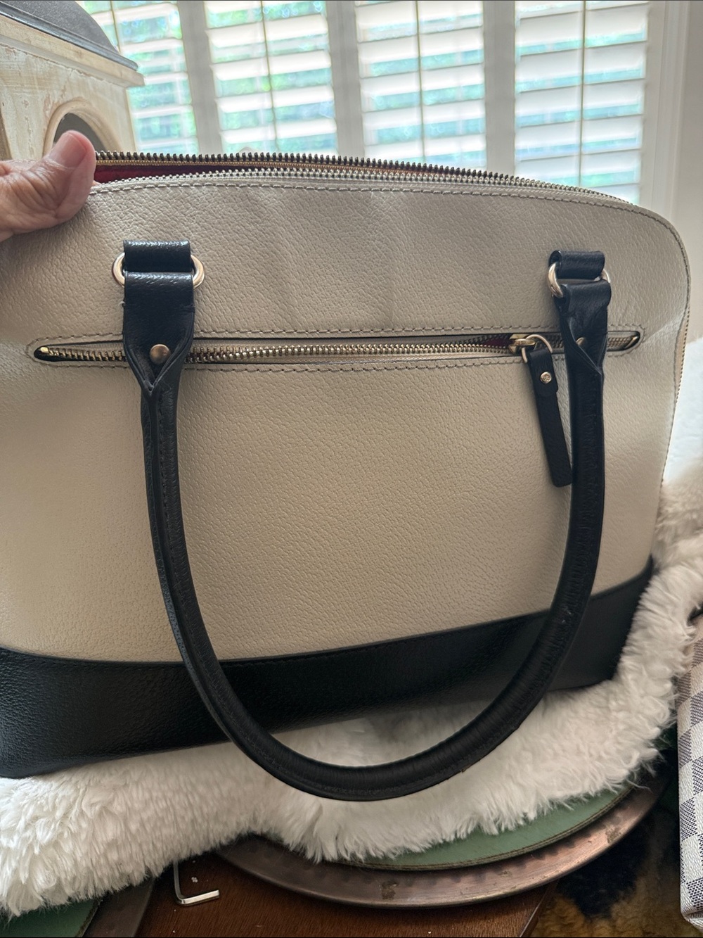 kate spade Two-Tone Cream and Black Dome Satchel - Picture 4 of 5